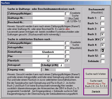 Suche nach Antragsdaten